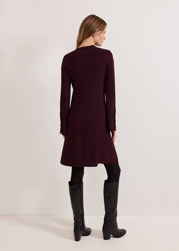 Phase Eight Romy Studd Sleeve Shift Dress Burgundy USA | 9310725-WY